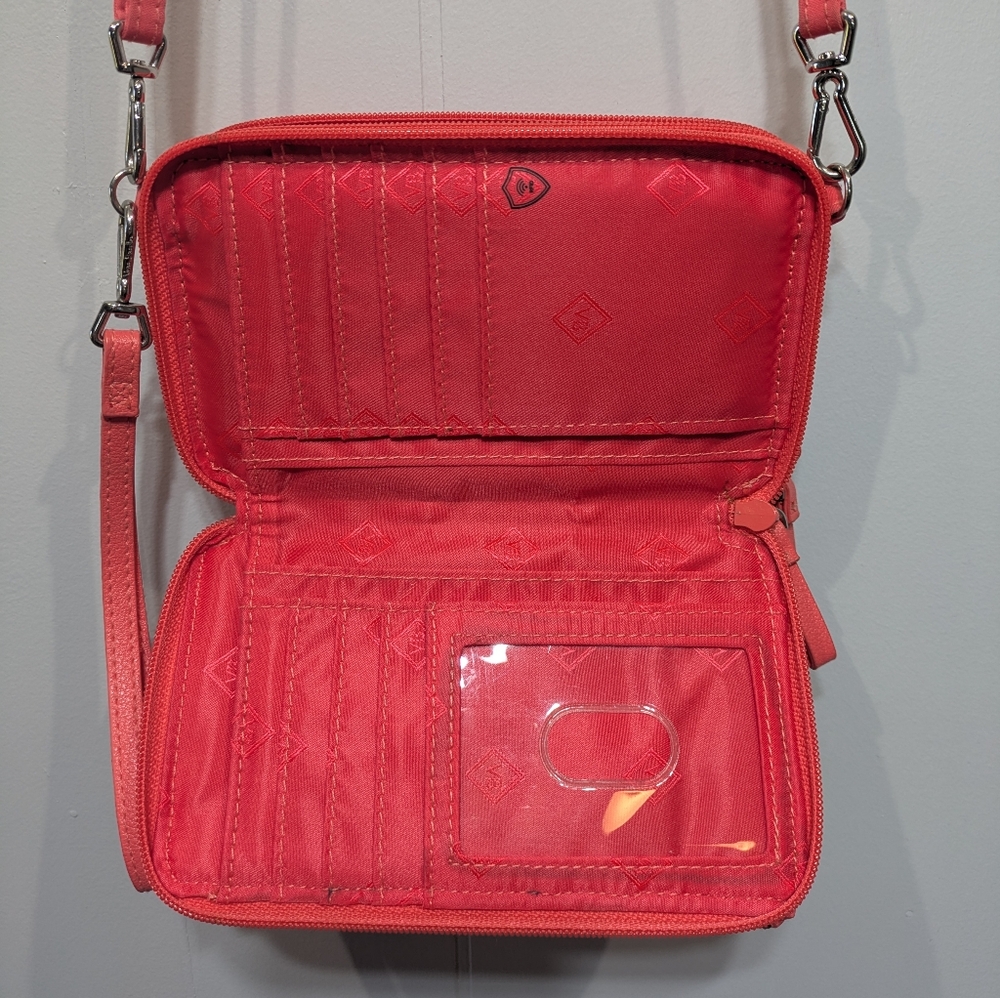 Vera Bradley RFID All In‎ One Crossbody Wallet In Bright Coral - Picture 8 of 10